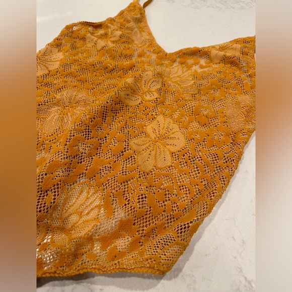 Free People intimately orange floral bodysuit size large - Picture 3 of 10